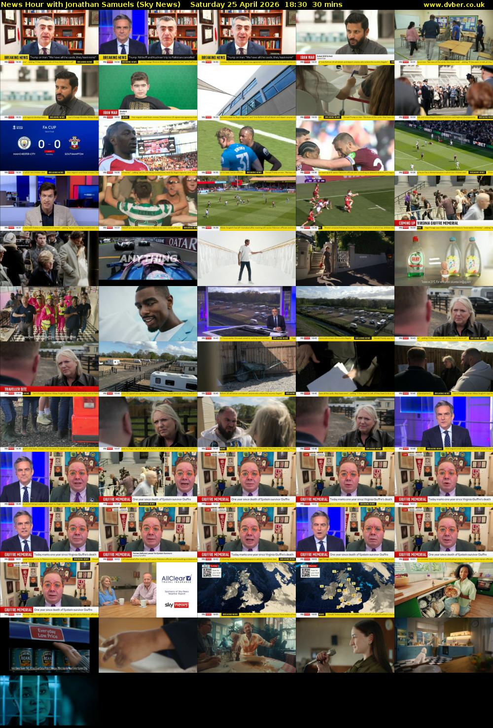 News Hour with Jonathan Samuels (Sky News) Saturday 25 April 2026 18:30 - 19:00