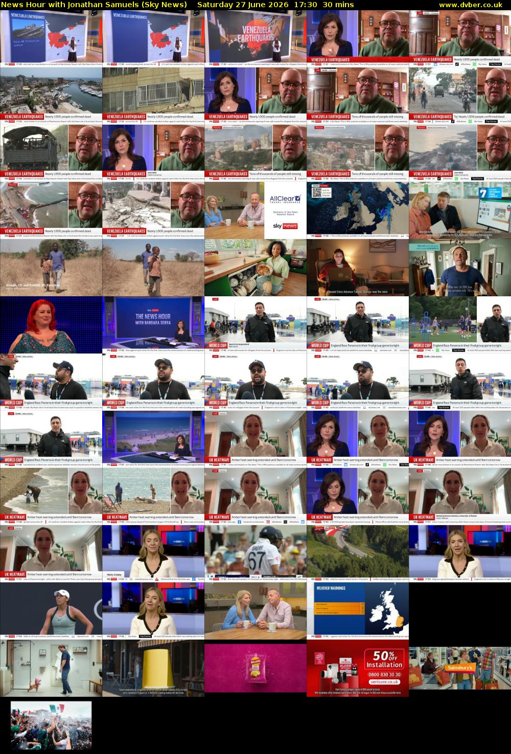 News Hour with Jonathan Samuels (Sky News) Saturday 27 June 2026 17:30 - 18:00