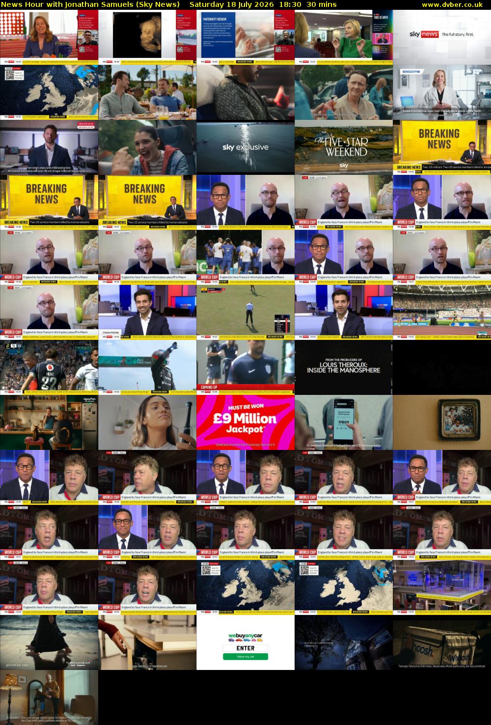 News Hour with Jonathan Samuels (Sky News) Saturday 18 July 2026 18:30 - 19:00