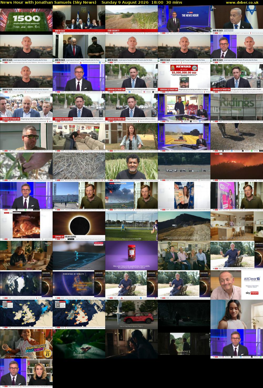 News Hour with Jonathan Samuels (Sky News) Sunday 9 August 2026 18:00 - 18:30
