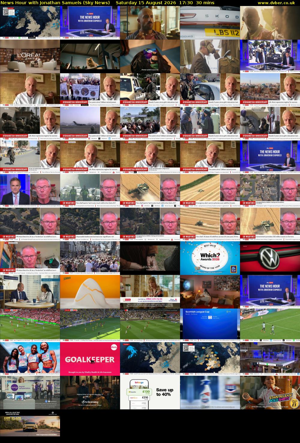 News Hour with Jonathan Samuels (Sky News) Saturday 15 August 2026 17:30 - 18:00