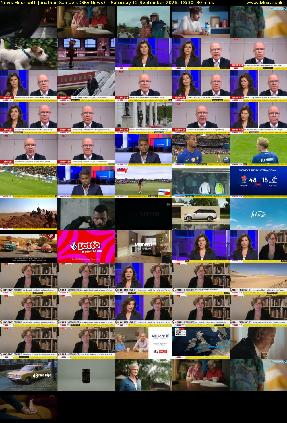 News Hour with Jonathan Samuels (Sky News) Saturday 12 September 2026 18:30 - 19:00