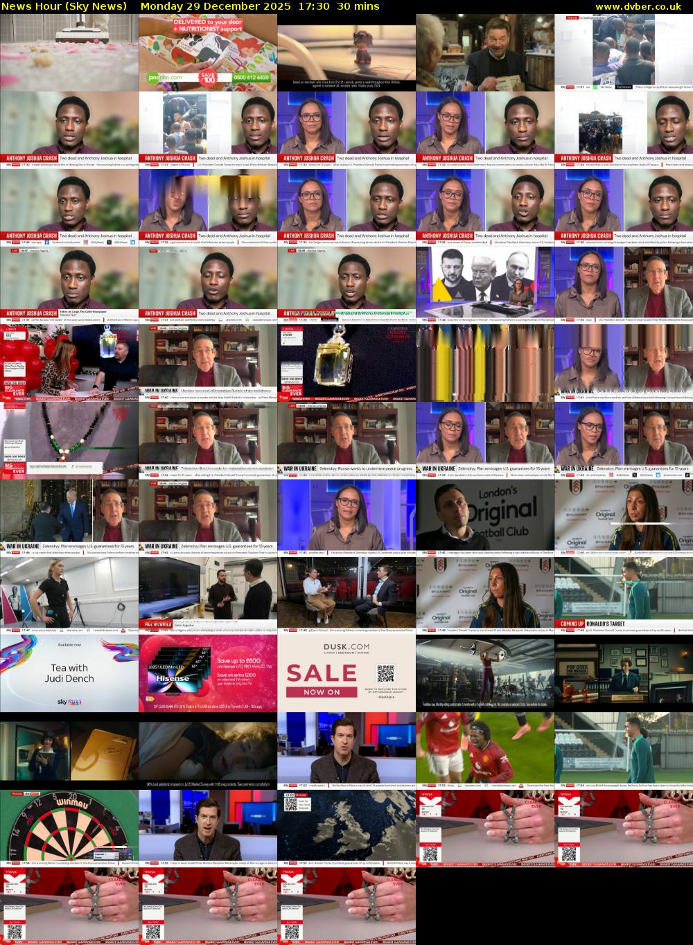 News Hour (Sky News) Monday 29 December 2025 17:30 - 18:00