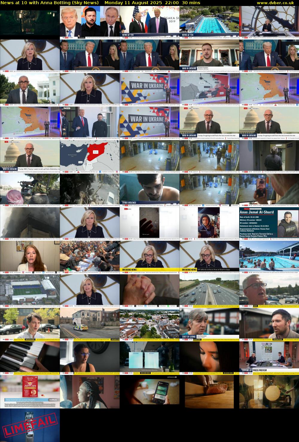 News at 10 with Anna Botting (Sky News) Monday 11 August 2025 22:00 - 22:30
