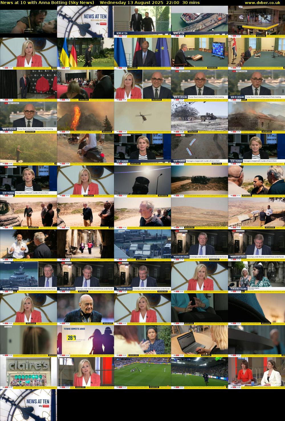 News at 10 with Anna Botting (Sky News) Wednesday 13 August 2025 22:00 - 22:30