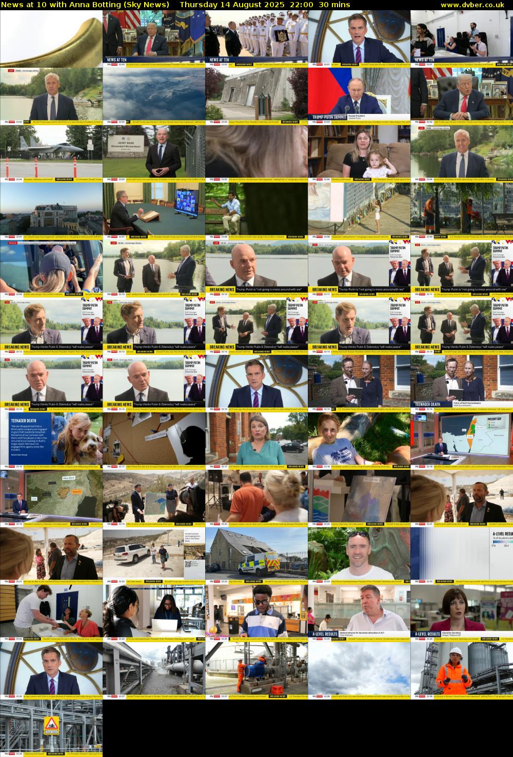 News at 10 with Anna Botting (Sky News) Thursday 14 August 2025 22:00 - 22:30