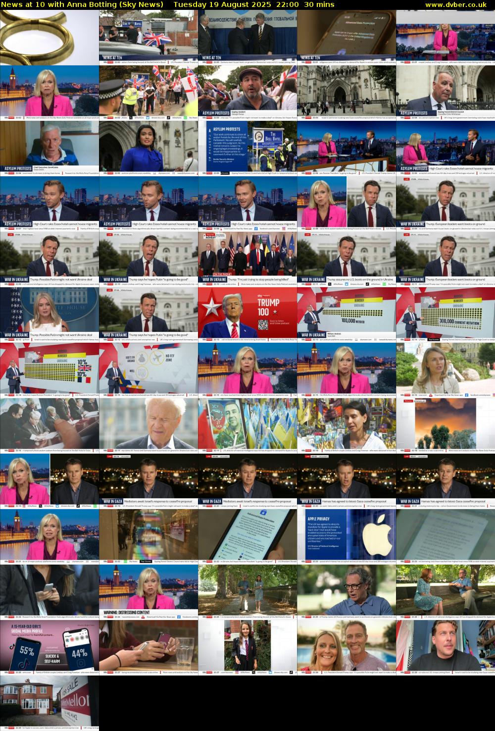 News at 10 with Anna Botting (Sky News) Tuesday 19 August 2025 22:00 - 22:30