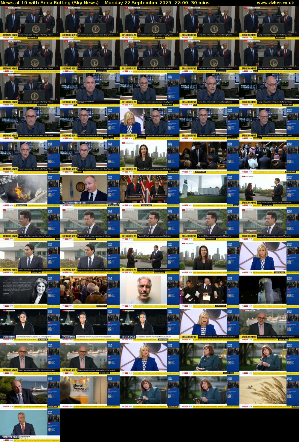 News at 10 with Anna Botting (Sky News) Monday 22 September 2025 22:00 - 22:30