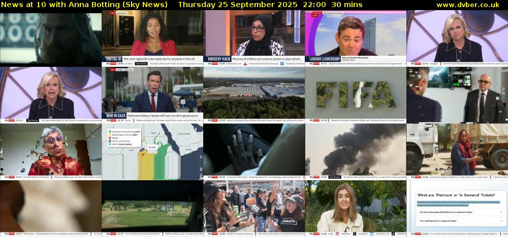 News at 10 with Anna Botting (Sky News) Thursday 25 September 2025 22:00 - 22:30