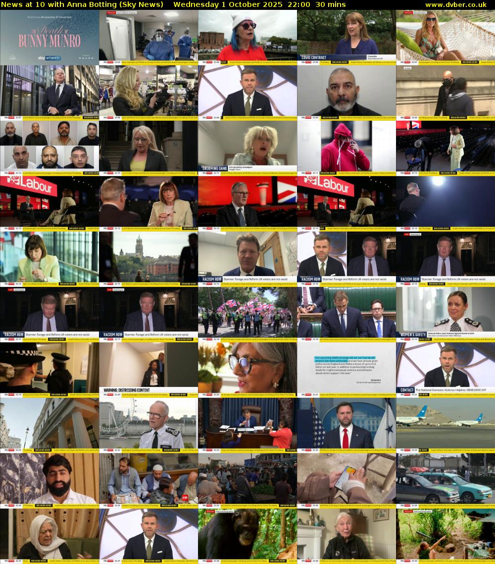 News at 10 with Anna Botting (Sky News) Wednesday 1 October 2025 22:00 - 22:30