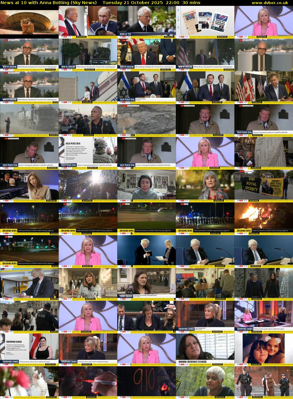 News at 10 with Anna Botting (Sky News) Tuesday 21 October 2025 22:00 - 22:30