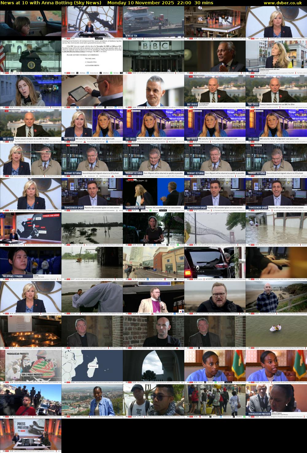 News at 10 with Anna Botting (Sky News) Monday 10 November 2025 22:00 - 22:30