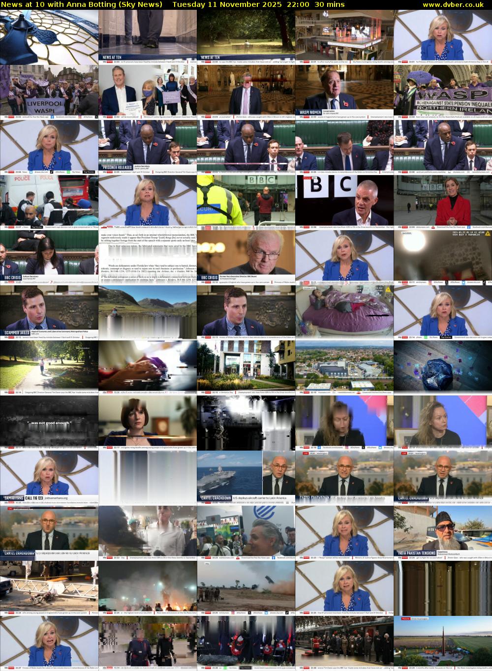 News at 10 with Anna Botting (Sky News) Tuesday 11 November 2025 22:00 - 22:30
