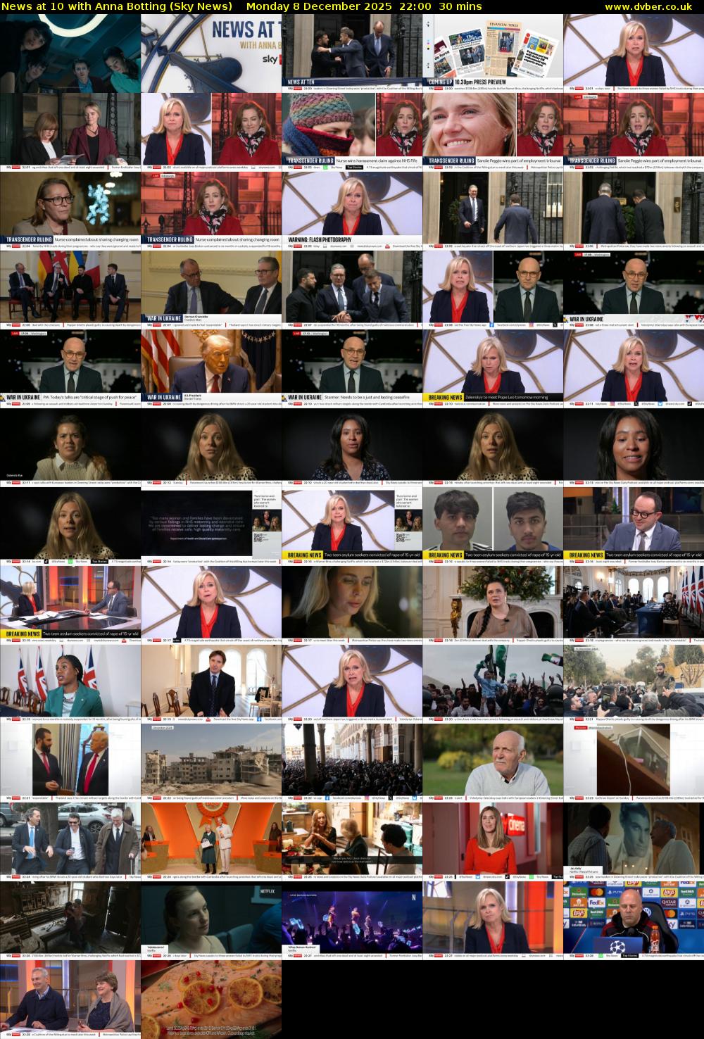 News at 10 with Anna Botting (Sky News) Monday 8 December 2025 22:00 - 22:30