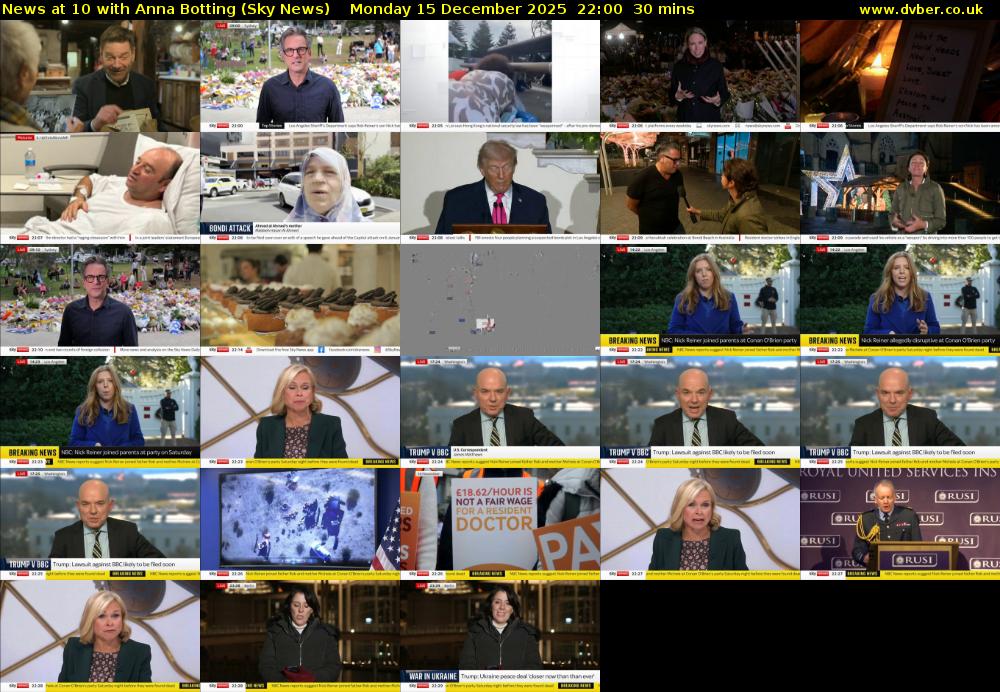 News at 10 with Anna Botting (Sky News) Monday 15 December 2025 22:00 - 22:30