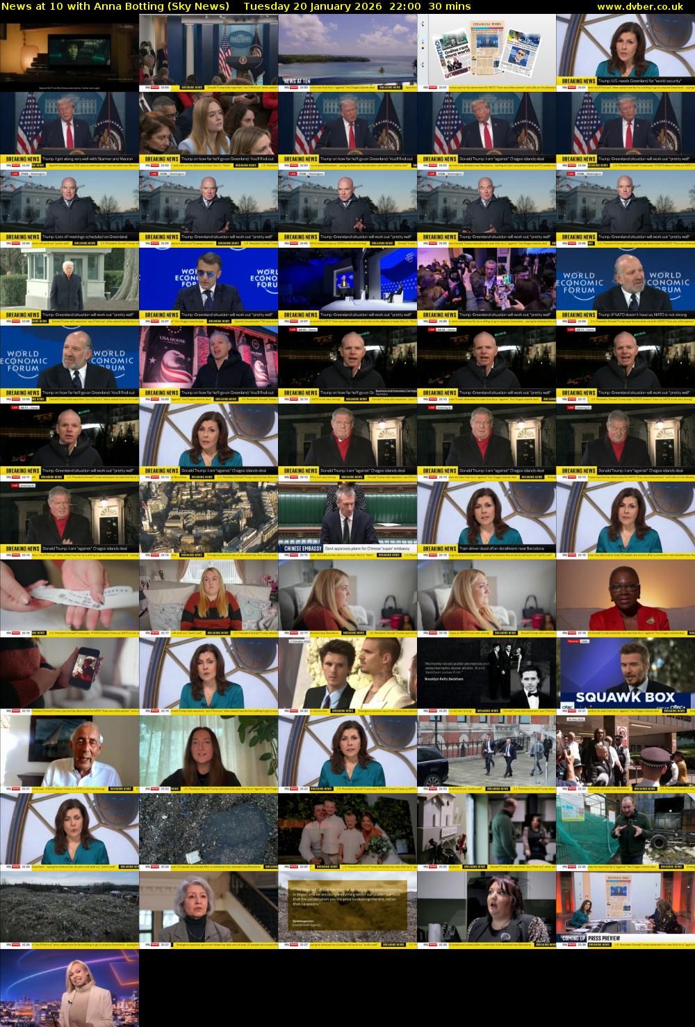 News at 10 with Anna Botting (Sky News) Tuesday 20 January 2026 22:00 - 22:30