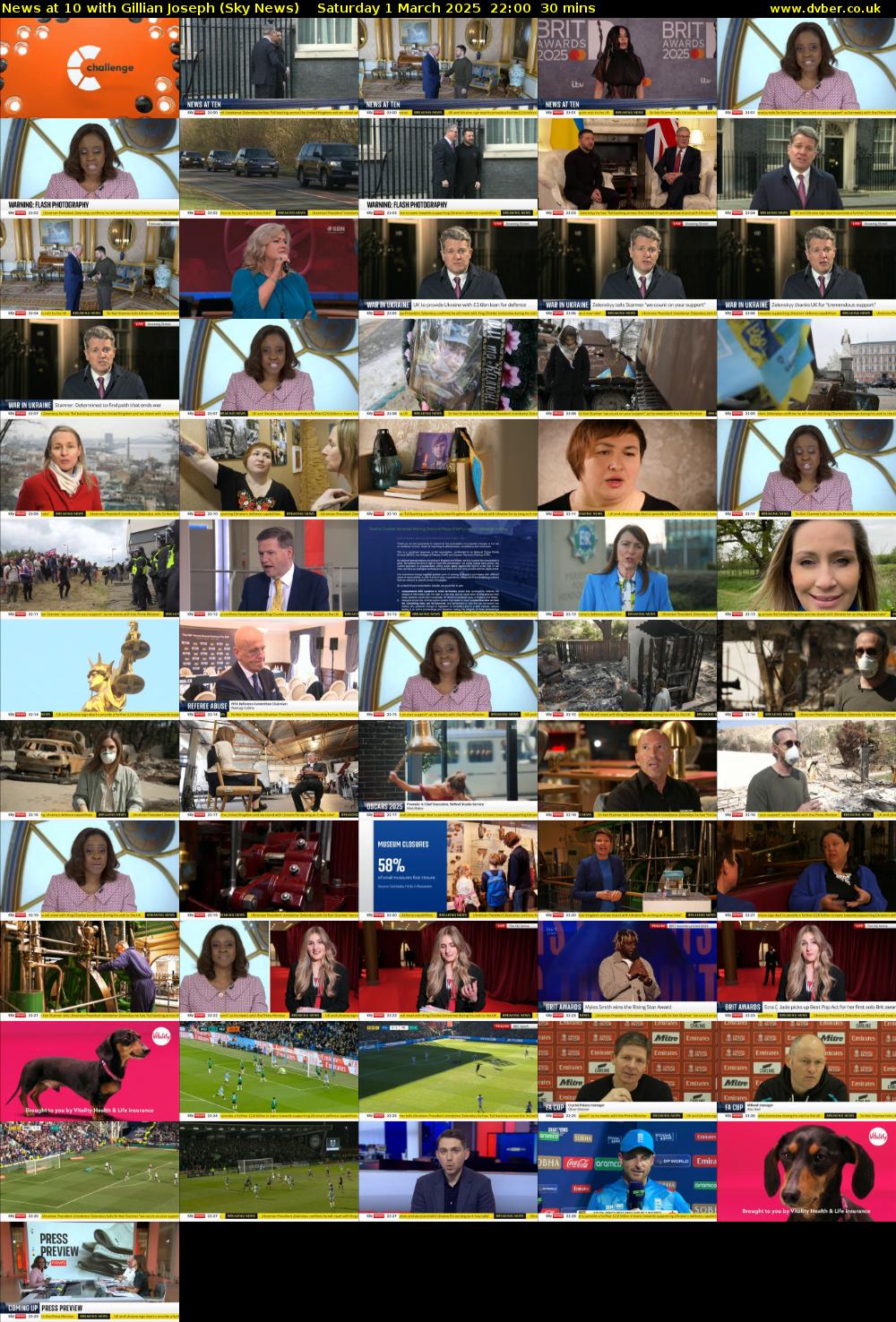 News at 10 with Gillian Joseph (Sky News) Saturday 1 March 2025 22:00 - 22:30