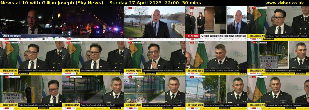 News at 10 with Gillian Joseph (Sky News) Sunday 27 April 2025 22:00 - 22:30