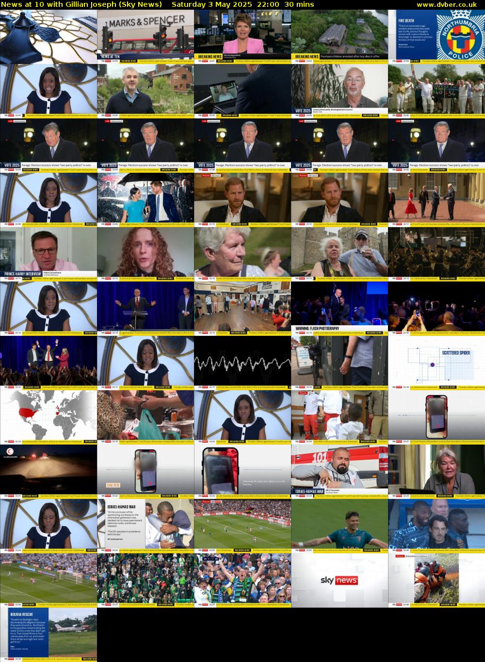 News at 10 with Gillian Joseph (Sky News) Saturday 3 May 2025 22:00 - 22:30