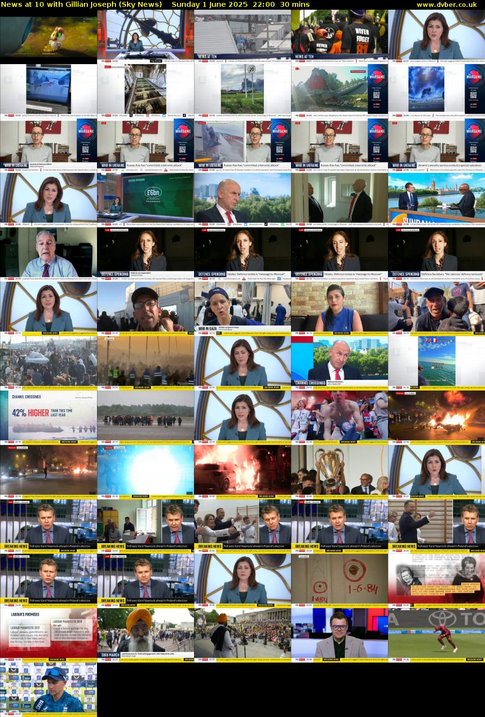News at 10 with Gillian Joseph (Sky News) Sunday 1 June 2025 22:00 - 22:30