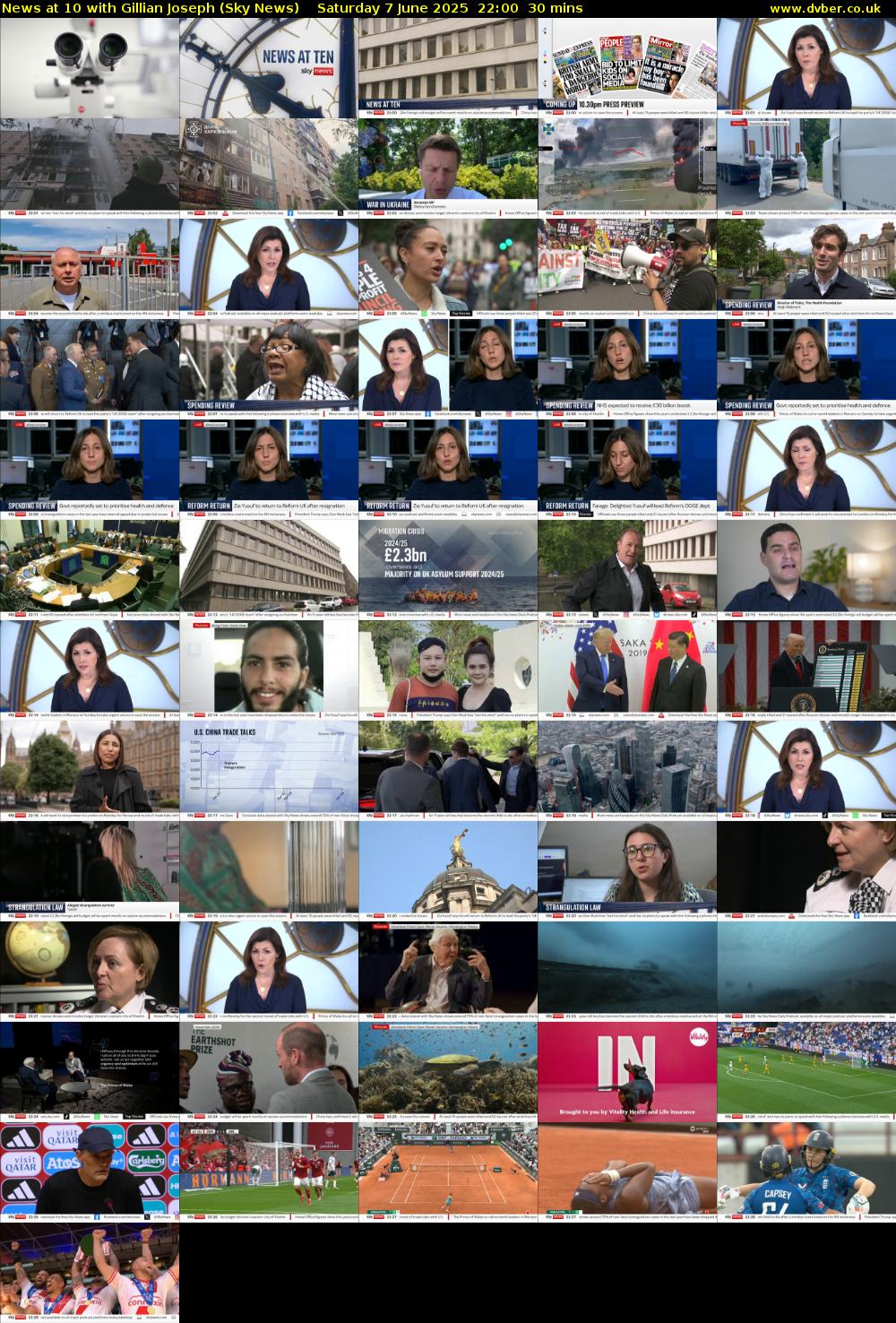 News at 10 with Gillian Joseph (Sky News) Saturday 7 June 2025 22:00 - 22:30