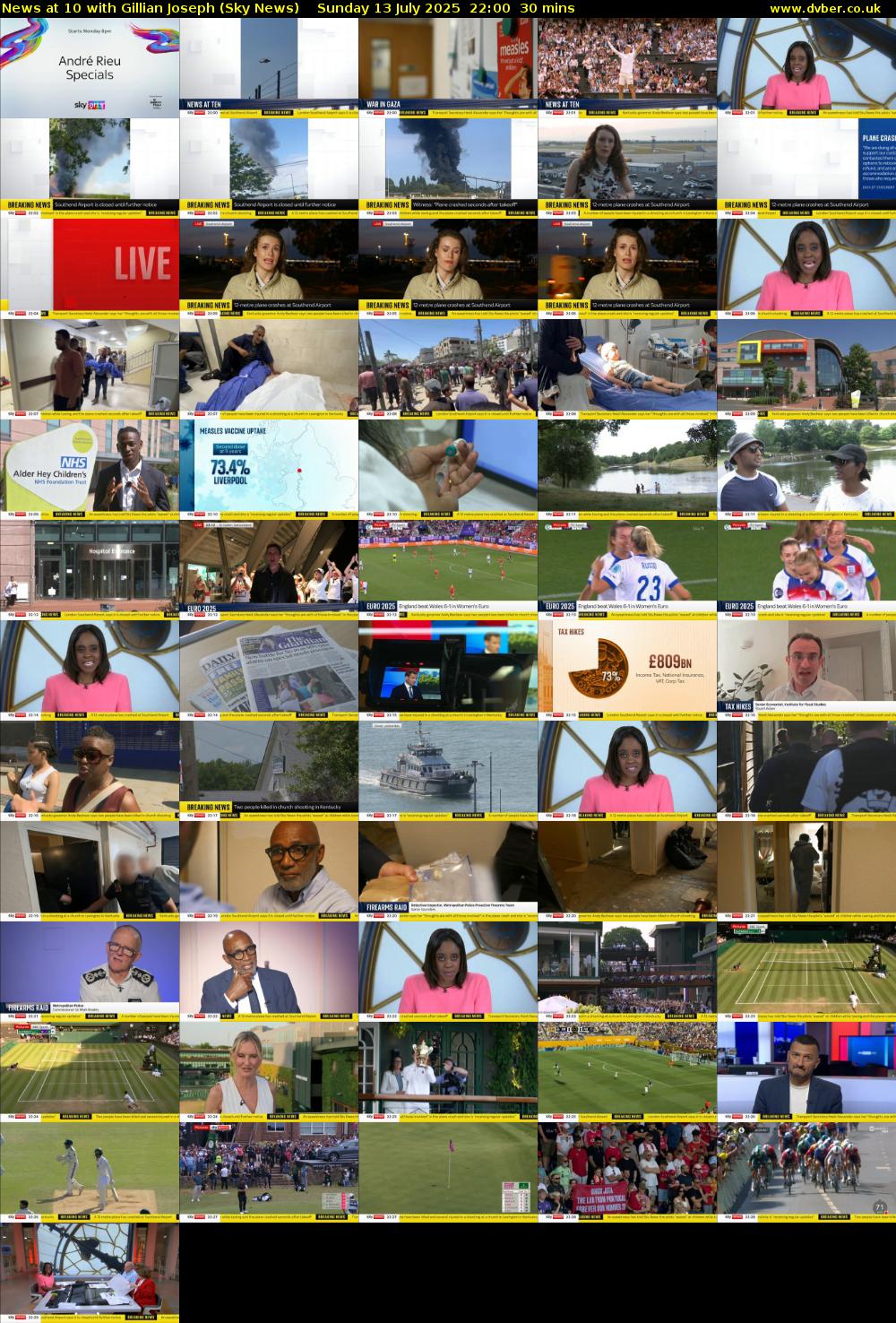 News at 10 with Gillian Joseph (Sky News) Sunday 13 July 2025 22:00 - 22:30