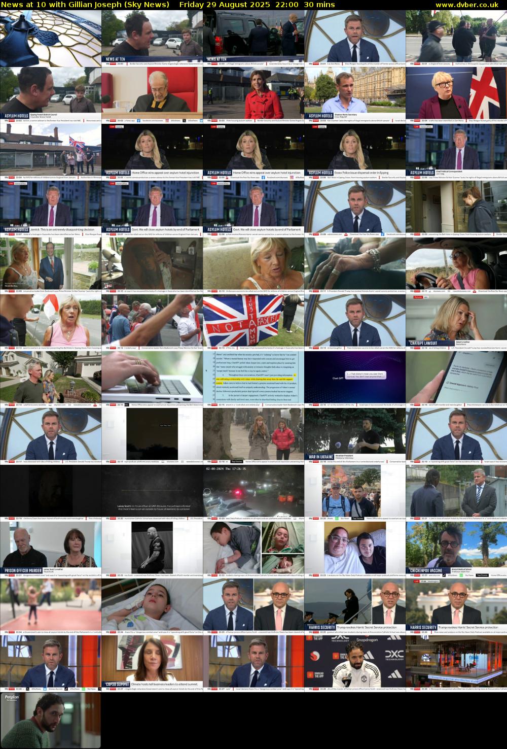 News at 10 with Gillian Joseph (Sky News) Friday 29 August 2025 22:00 - 22:30