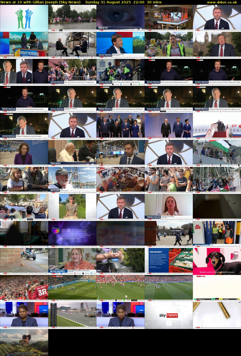News at 10 with Gillian Joseph (Sky News) Sunday 31 August 2025 22:00 - 22:30