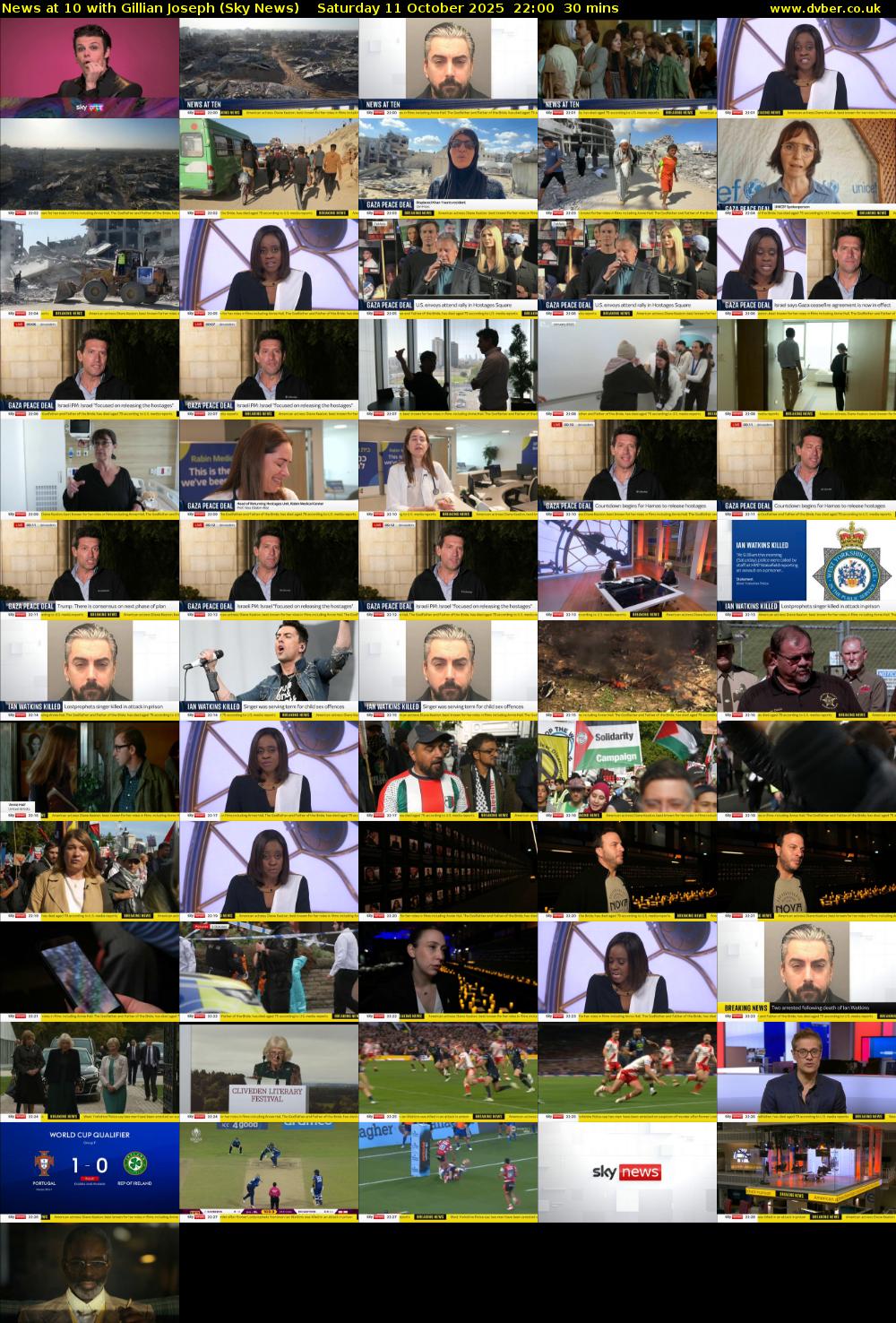 News at 10 with Gillian Joseph (Sky News) Saturday 11 October 2025 22:00 - 22:30