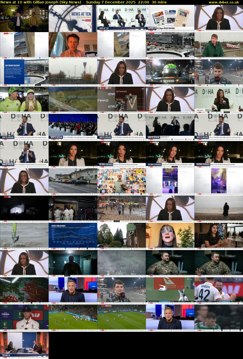 News at 10 with Gillian Joseph (Sky News) Sunday 7 December 2025 22:00 - 22:30