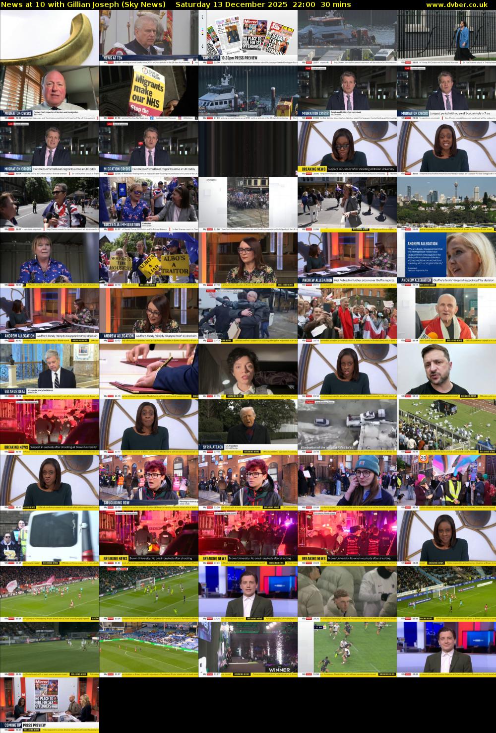 News at 10 with Gillian Joseph (Sky News) Saturday 13 December 2025 22:00 - 22:30