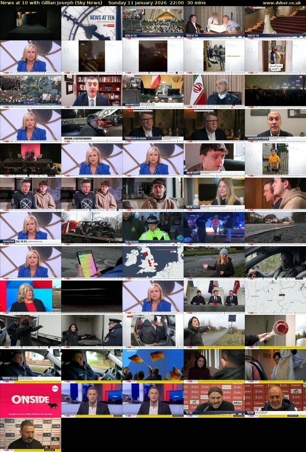 News at 10 with Gillian Joseph (Sky News) Sunday 11 January 2026 22:00 - 22:30