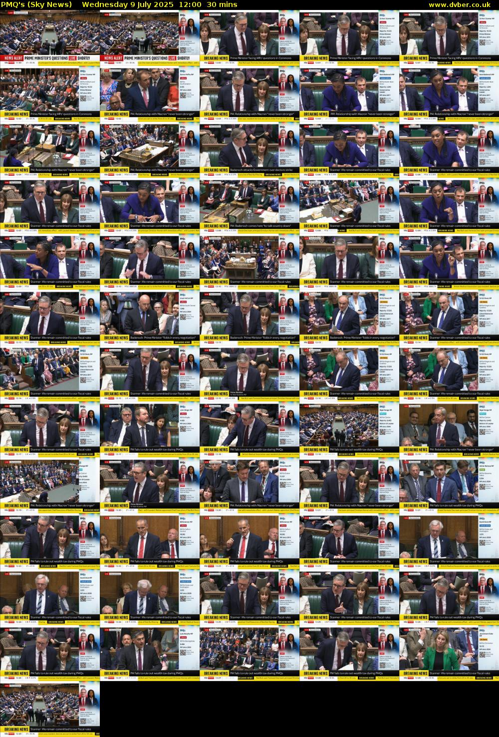 PMQ's (Sky News) Wednesday 9 July 2025 12:00 - 12:30