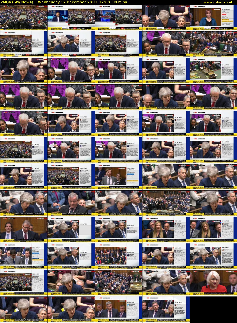 PMQs (Sky News) Wednesday 12 December 2018 12:00 - 12:30