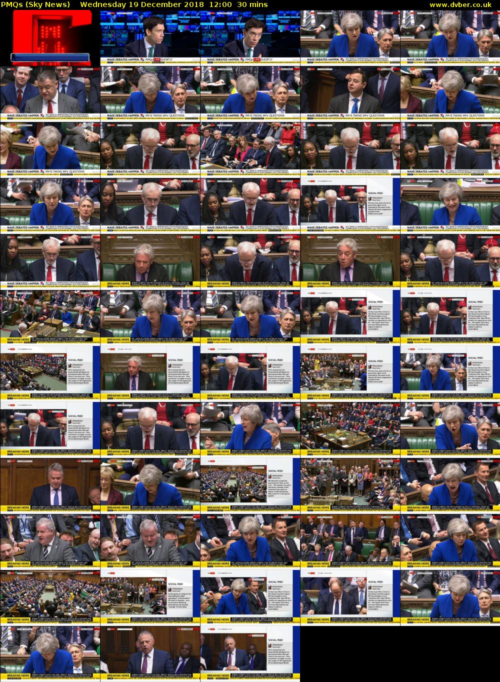 PMQs (Sky News) Wednesday 19 December 2018 12:00 - 12:30