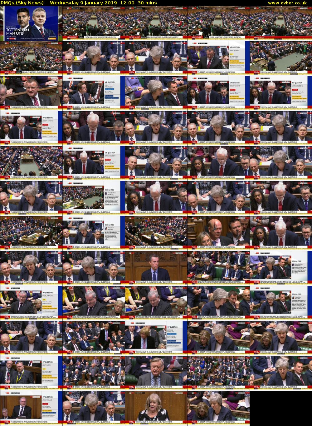 PMQs (Sky News) Wednesday 9 January 2019 12:00 - 12:30