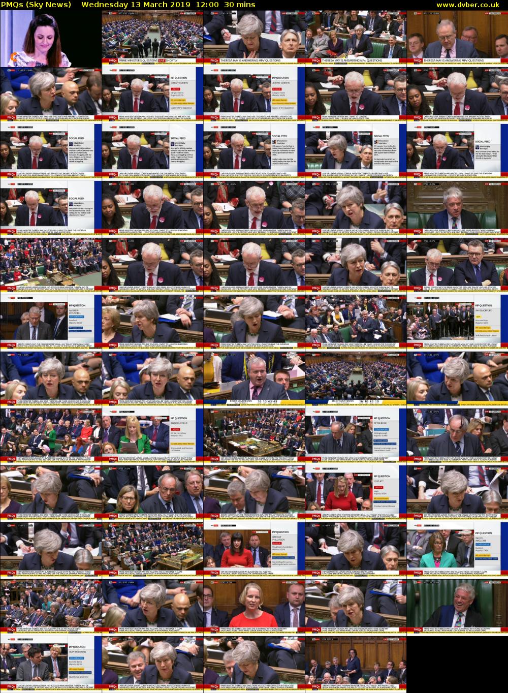 PMQs (Sky News) Wednesday 13 March 2019 12:00 - 12:30