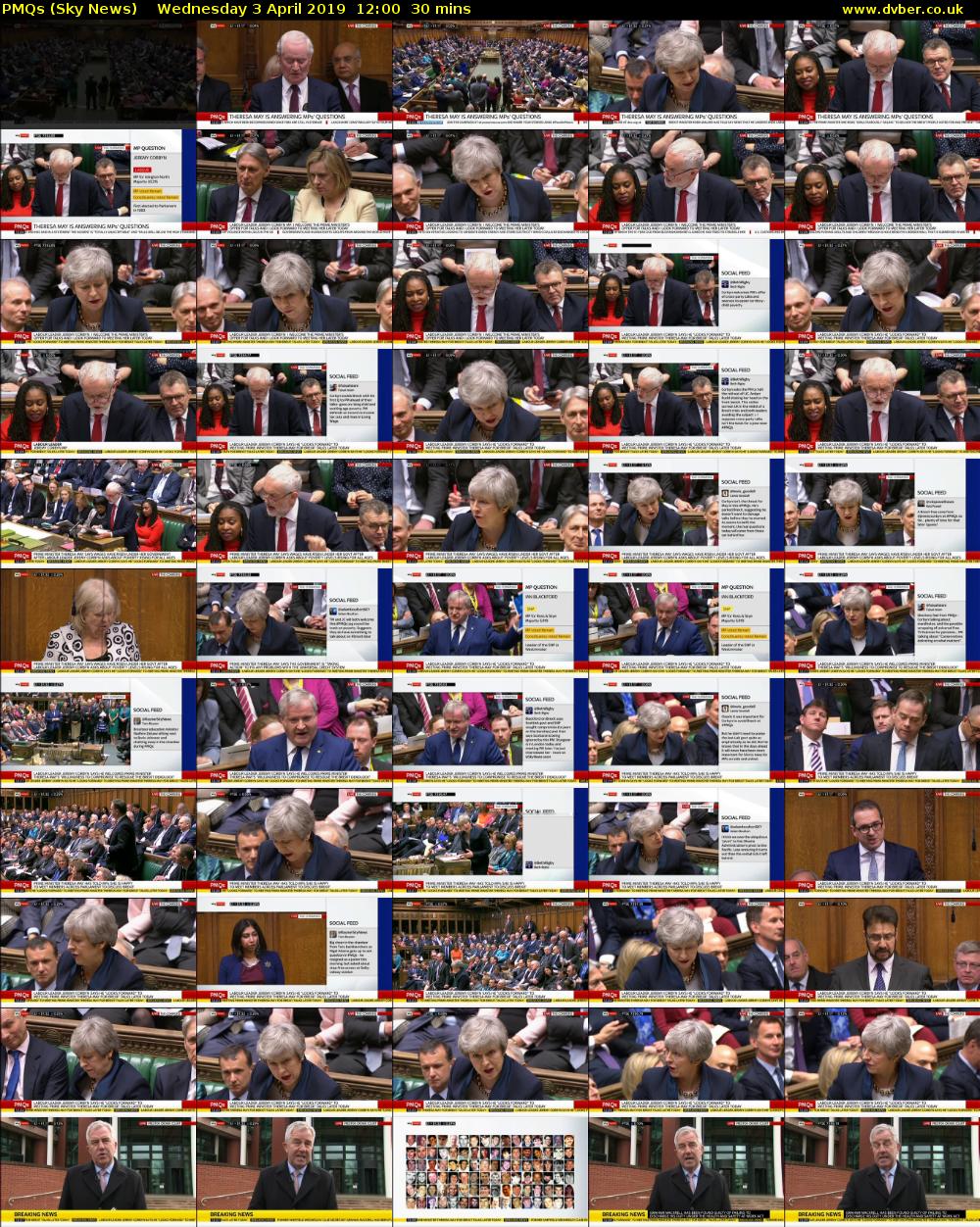PMQs (Sky News) Wednesday 3 April 2019 12:00 - 12:30