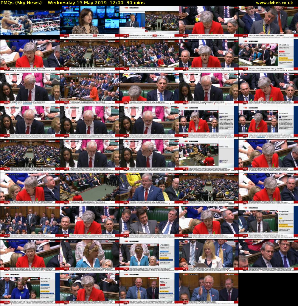 PMQs (Sky News) Wednesday 15 May 2019 12:00 - 12:30