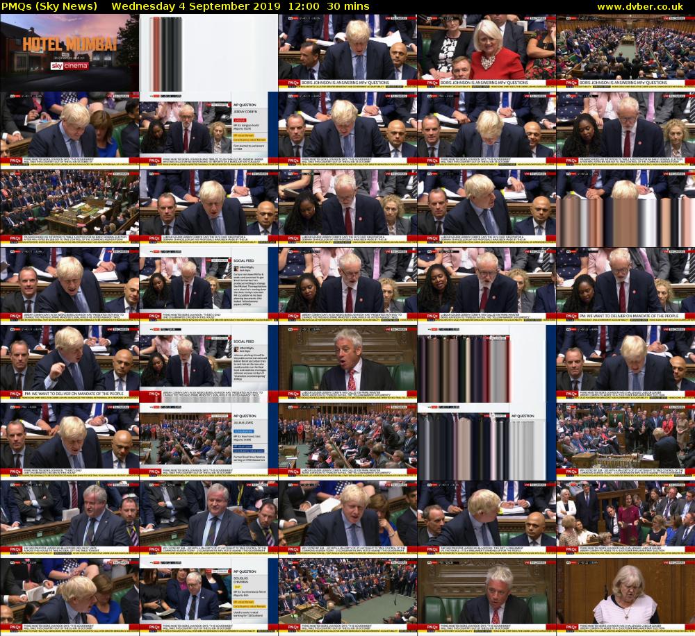 PMQs (Sky News) Wednesday 4 September 2019 12:00 - 12:30