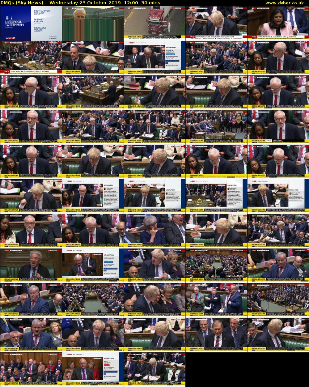PMQs (Sky News) Wednesday 23 October 2019 12:00 - 12:30