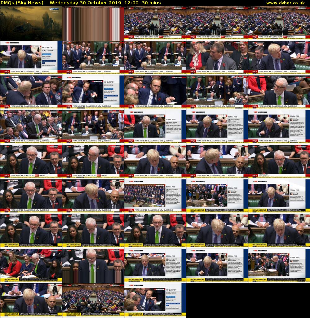 PMQs (Sky News) Wednesday 30 October 2019 12:00 - 12:30