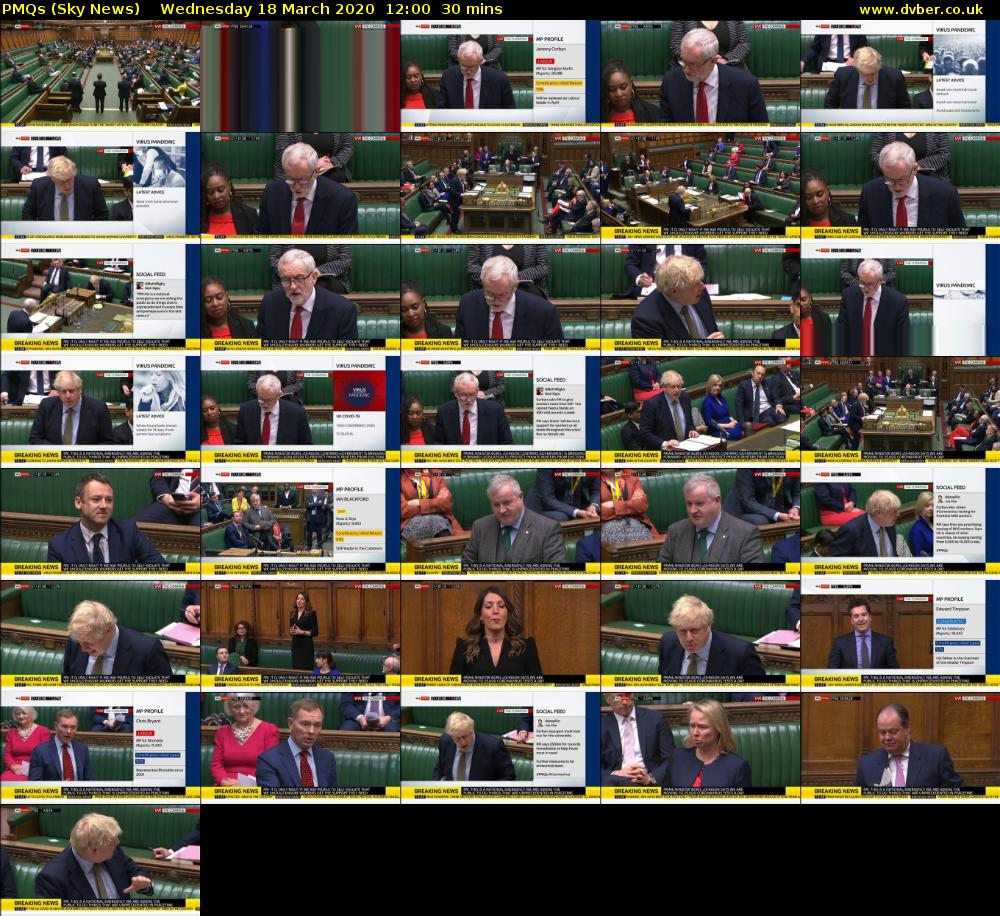 PMQs (Sky News) Wednesday 18 March 2020 12:00 - 12:30
