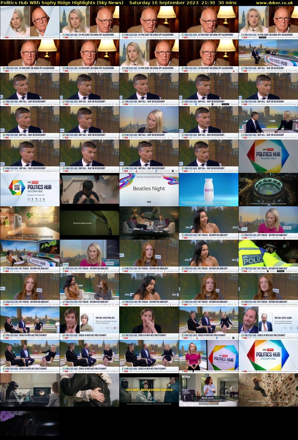 Politics Hub With Sophy Ridge Highlights (Sky News) Saturday 16 September 2023 21:30 - 22:00