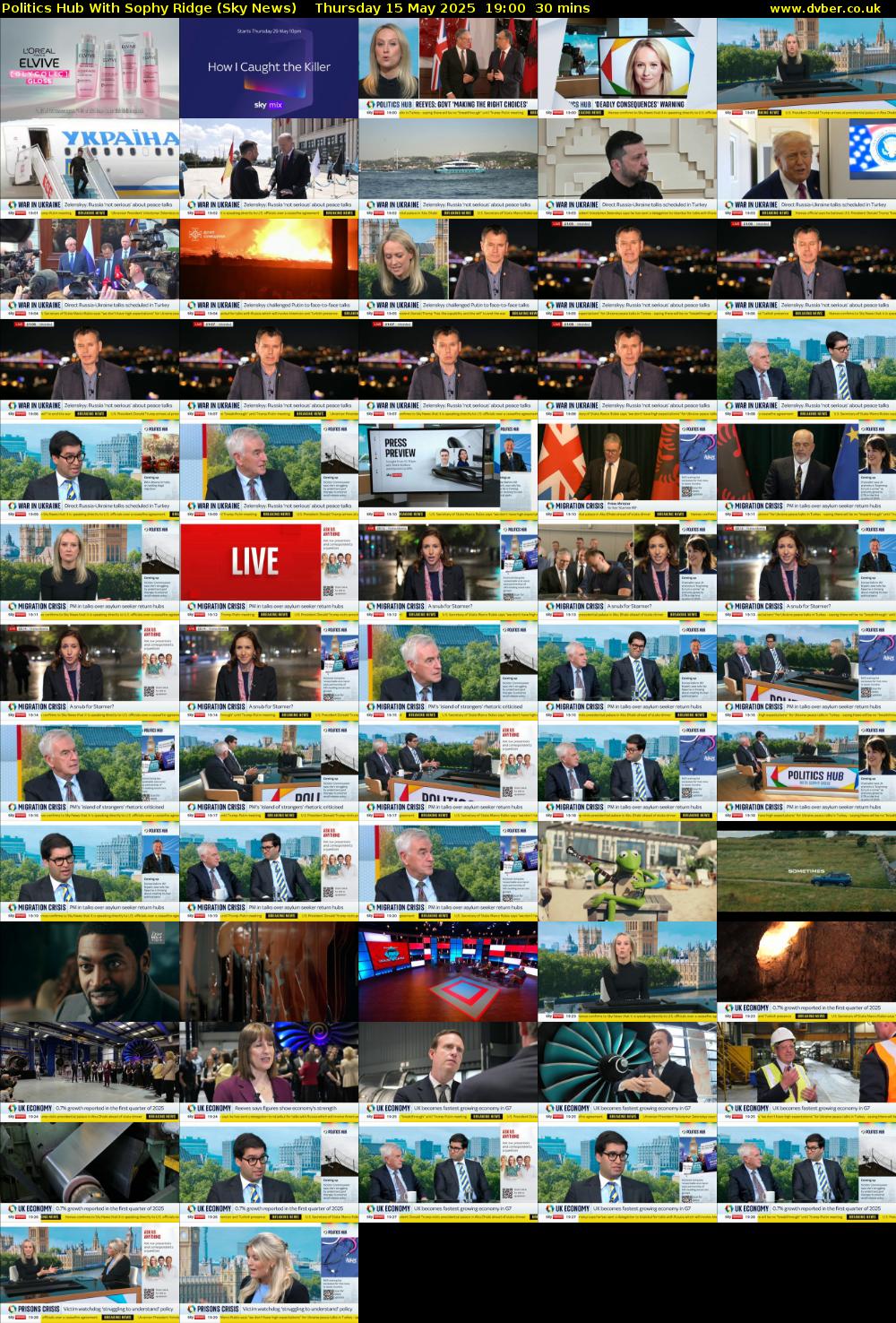 Politics Hub With Sophy Ridge (Sky News) Thursday 15 May 2025 19:00 - 19:30