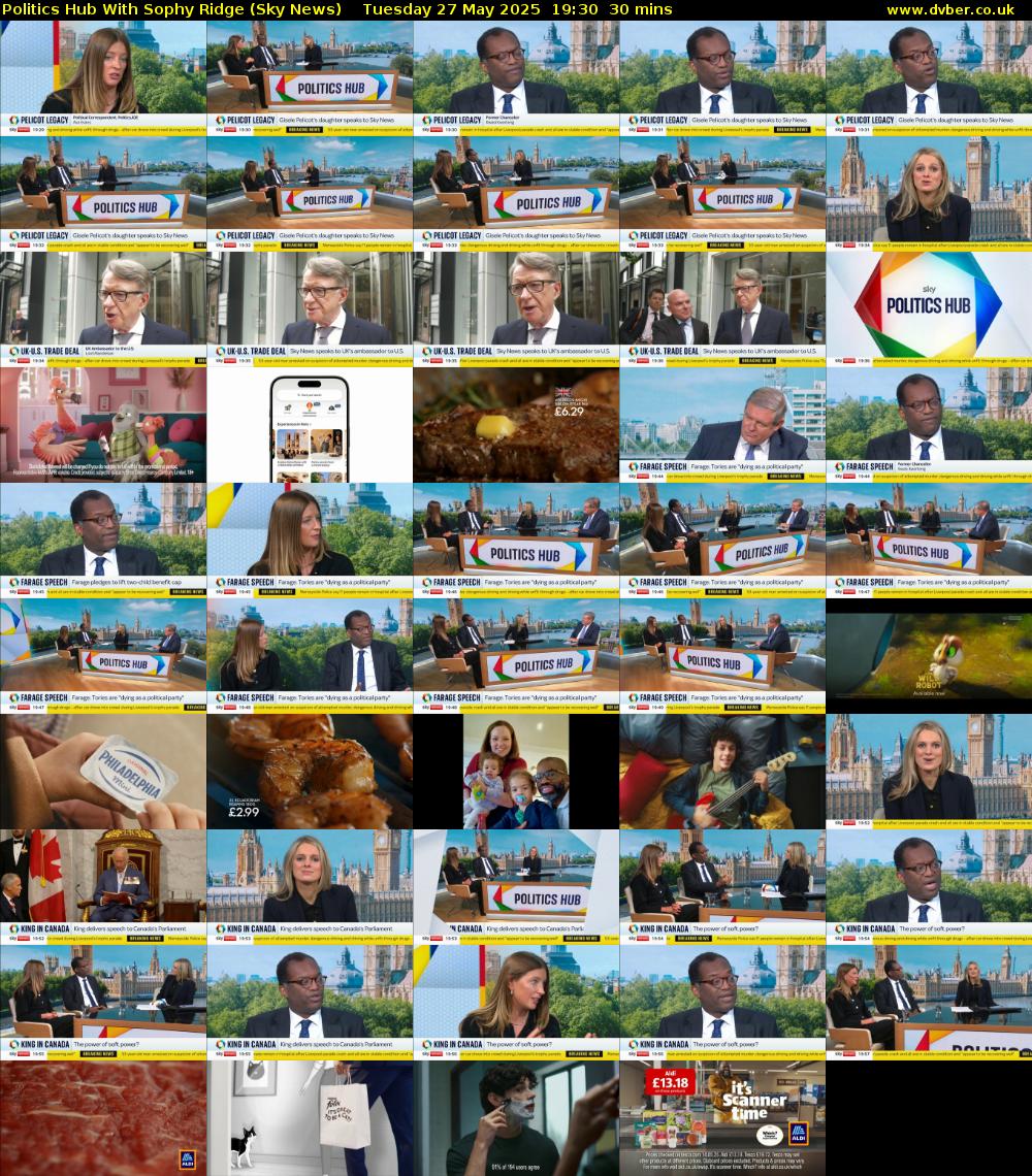 Politics Hub With Sophy Ridge (Sky News) Tuesday 27 May 2025 19:30 - 20:00