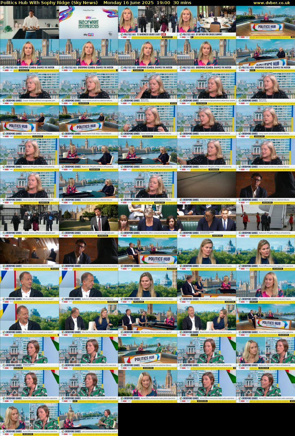 Politics Hub With Sophy Ridge (Sky News) Monday 16 June 2025 19:00 - 19:30