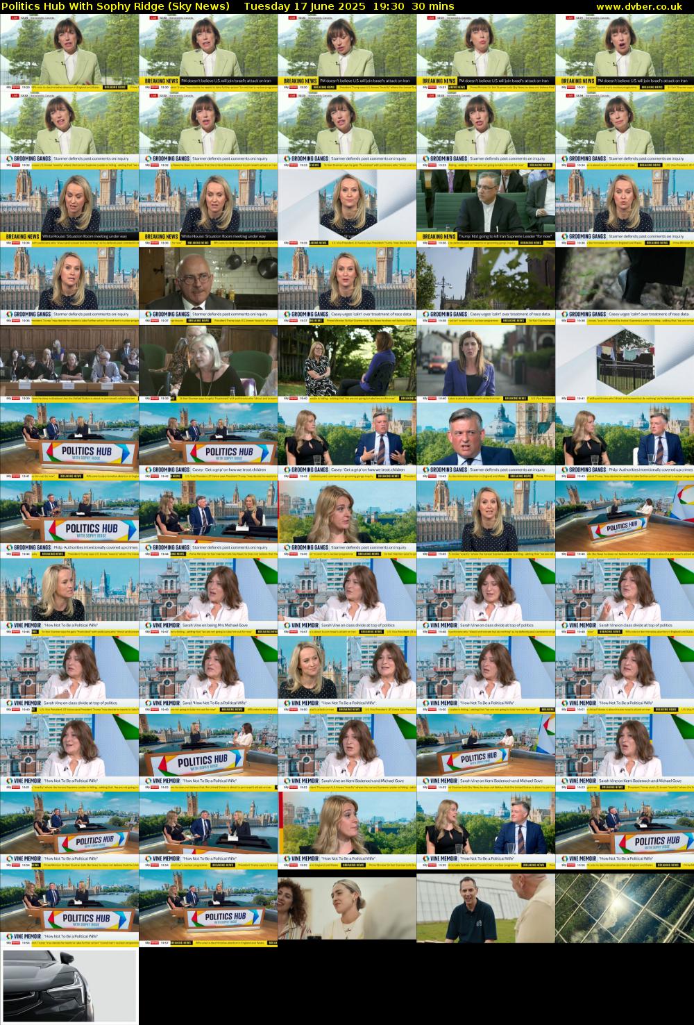 Politics Hub With Sophy Ridge (Sky News) Tuesday 17 June 2025 19:30 - 20:00