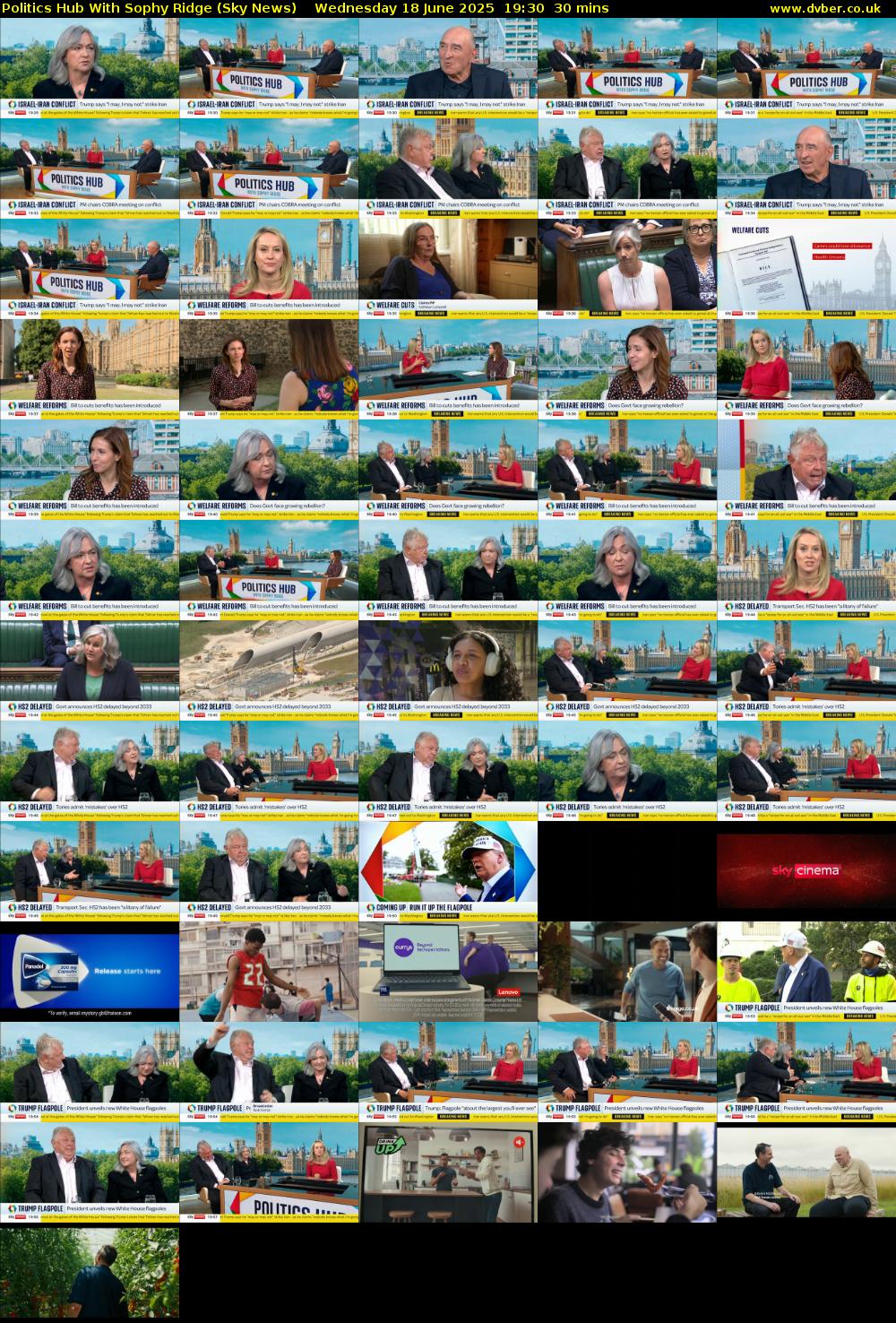 Politics Hub With Sophy Ridge (Sky News) Wednesday 18 June 2025 19:30 - 20:00