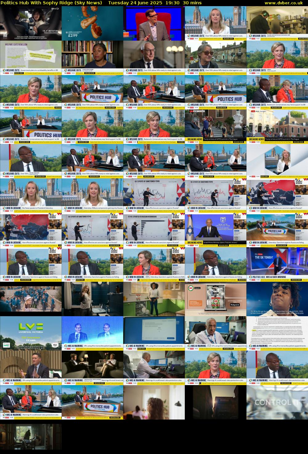 Politics Hub With Sophy Ridge (Sky News) Tuesday 24 June 2025 19:30 - 20:00